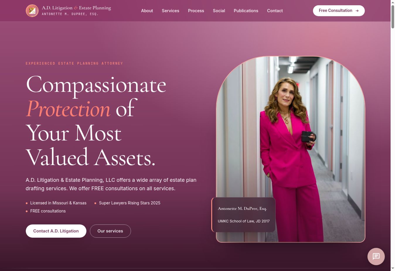 A.D. Litigation and Estate Planning website design