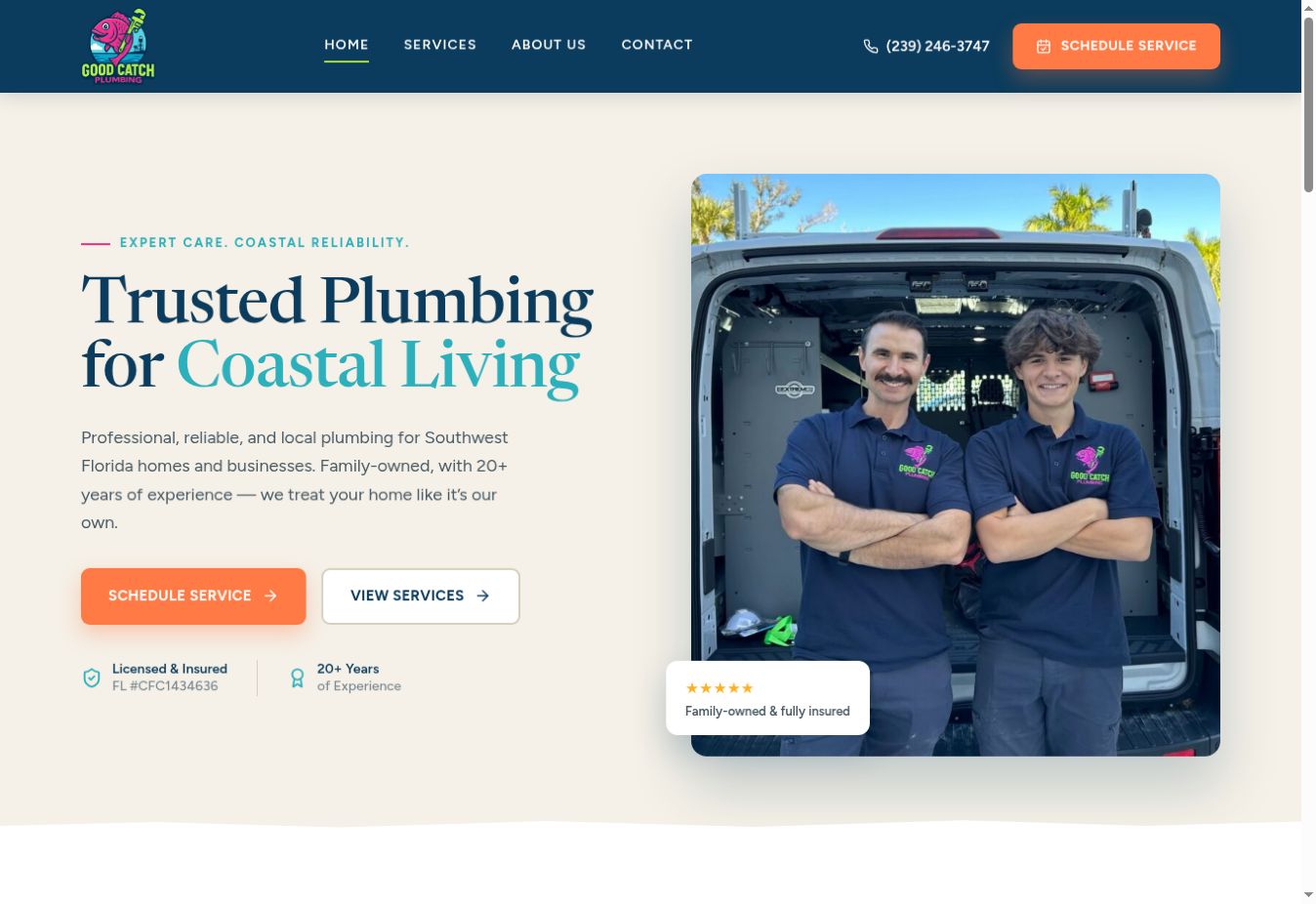 Good Catch Plumbing website design