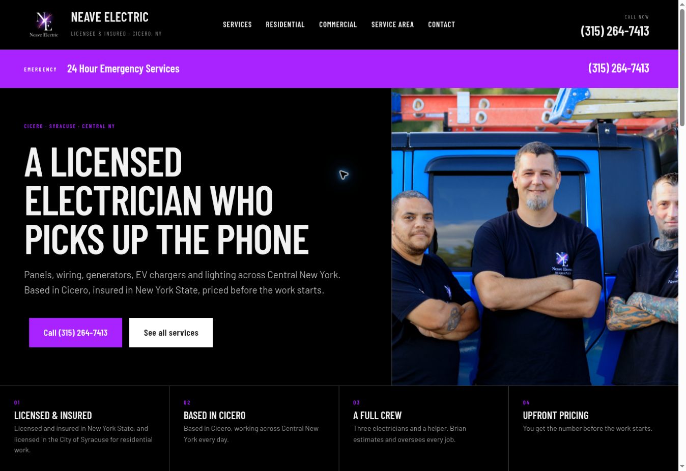 Neave Electric website design